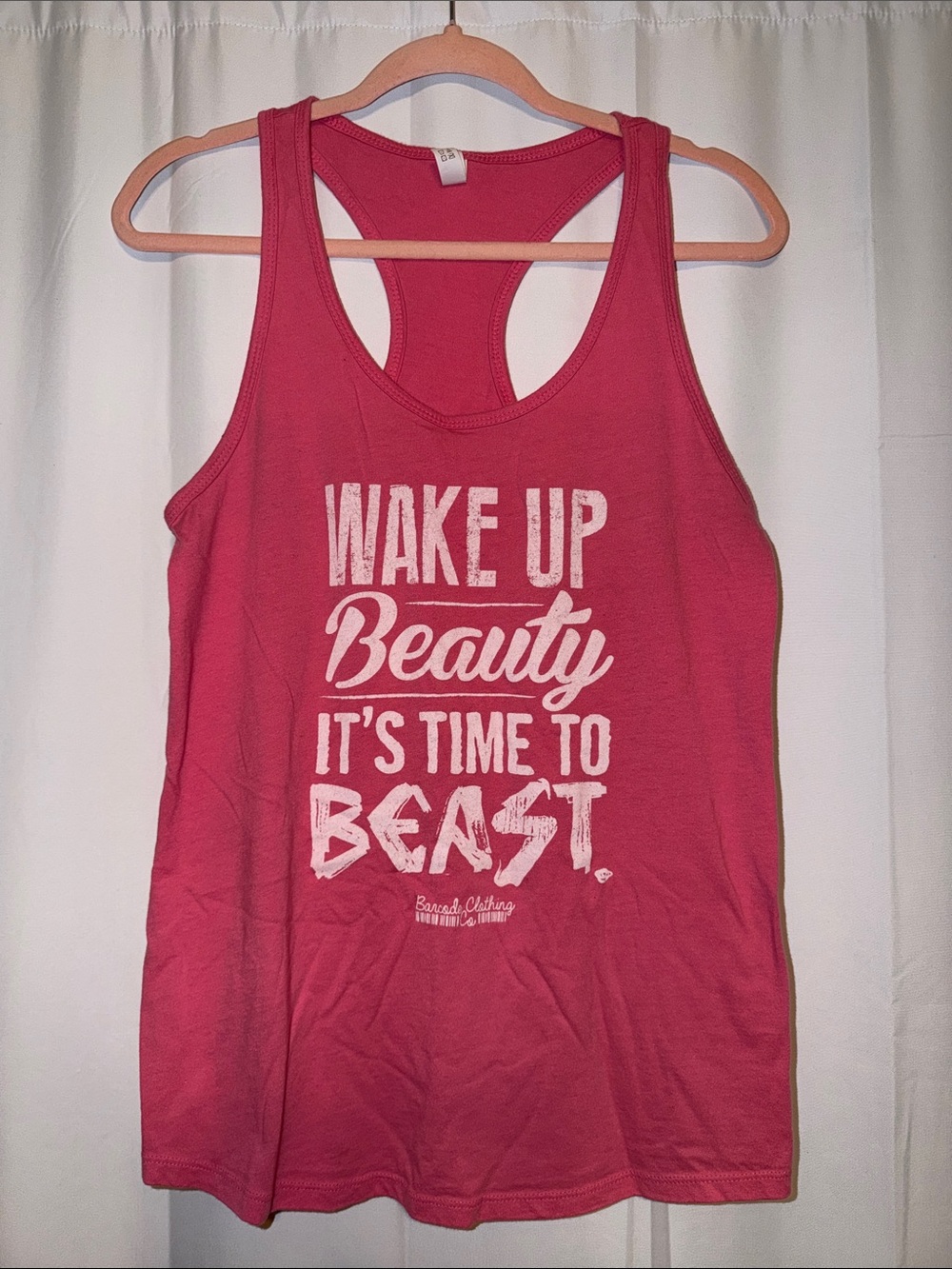 Wake Up Beauty Racerback Tank Top — Pink Motivational Tee